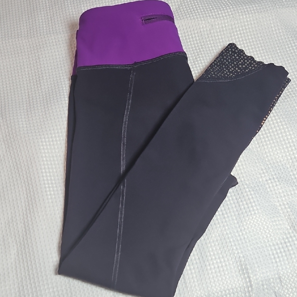 lululemon athletica Black Leggings with Purple Waistband